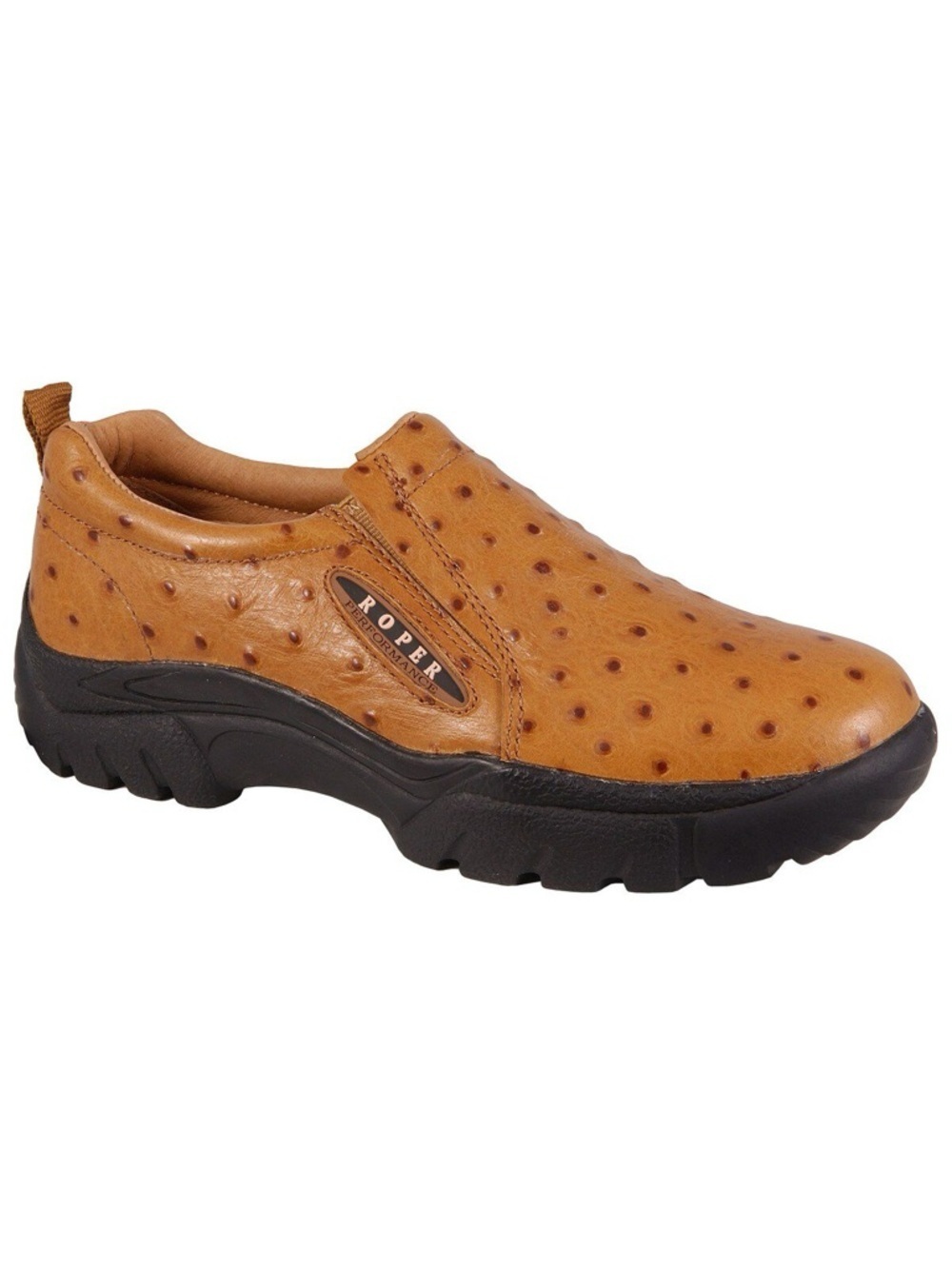 ROPER Performance Slip On Ostrich Print Shoes Size 7 Tan Leather